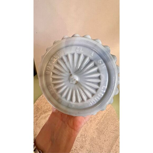 Vintage Fenton Blue Opalescent Hobnail Decanter with Stopper Vase Decor - Picture 6 of 13